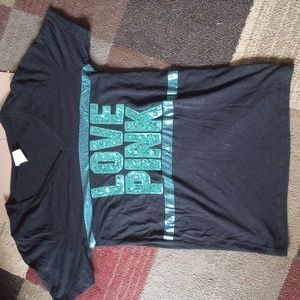 Black and blue sparkly victoria's secret Tshirt